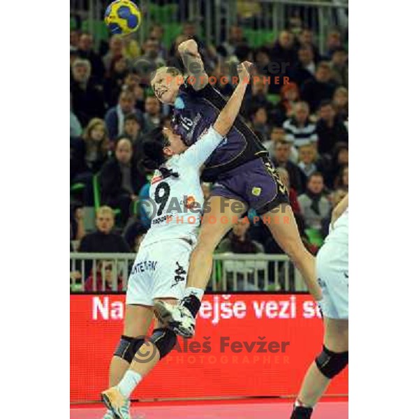Barbara Varlec in action at the handball game RK Krim Mercator Ljubljana - Buducnost Podgorica, played in the Women\'s EHF Champions league main round, 04.03.2011 , Stozice Arena, Ljubljana, 