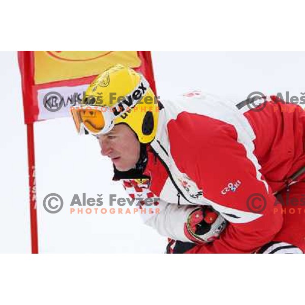 Ivica Kostelic of Croatia during course inspection before start of the first run of Audi FIS World Cup giant slalom race for 50. Vitranc Cup in Kranjska Gora, Slovenia in March 5, 2011 