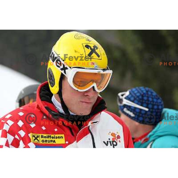 Ivica Kostelic of Croatia during course inspection before start of the first run of Audi FIS World Cup giant slalom race for 50. Vitranc Cup in Kranjska Gora, Slovenia in March 5, 2011 