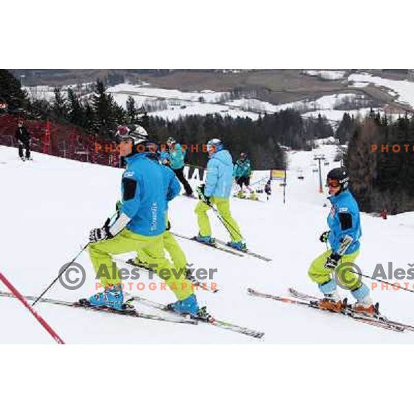 Miha Kuerner and Matic Skube of Slovenia during course inspection before start of the first run of Audi FIS World Cup giant slalom race for 50. Vitranc Cup in Kranjska Gora, Slovenia in March 5, 2011 