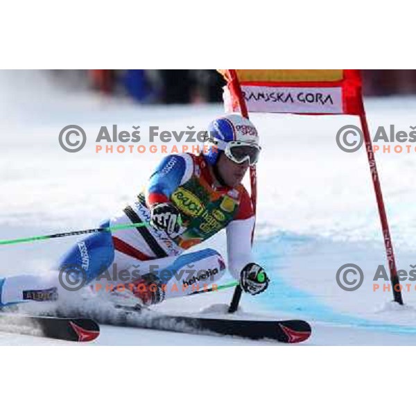 Carlo Janka of Switzerland during first run of Audi FIS World Cup giant slalom race for 50. Vitranc Cup in Kranjska Gora, Slovenia in March 5, 2011 