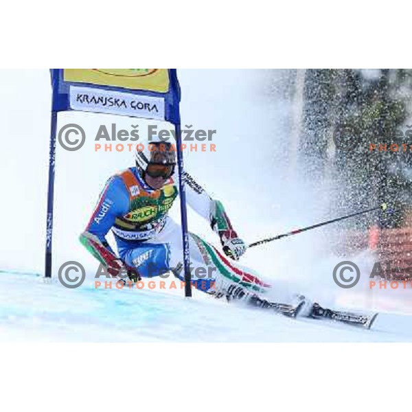 Max Blardone of Italy during first run of Audi FIS World Cup giant slalom race for 50. Vitranc Cup in Kranjska Gora, Slovenia in March 5, 2011 