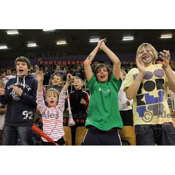 Fans of Slovenia celebrate victory 3:2 in Davis Cup match Slovenia- Finland, played in Hala Tivoli, Ljubljana, Slovenia on March 6, 2011 