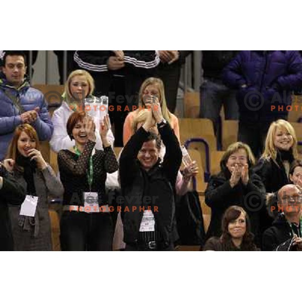 Fans of Slovenia celebrate victory 3:2 in Davis Cup match Slovenia- Finland, played in Hala Tivoli, Ljubljana, Slovenia on March 6, 2011 