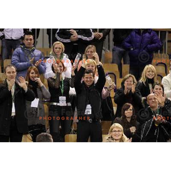 Fans of Slovenia celebrate victory 3:2 in Davis Cup match Slovenia- Finland, played in Hala Tivoli, Ljubljana, Slovenia on March 6, 2011 