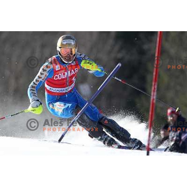 Andre Myhrer Skiing in the first run of Audi FIS World Cup Slalom for 50. Vitranc Cup in Kranjska Gora, Slovenia on March 6, 2011 