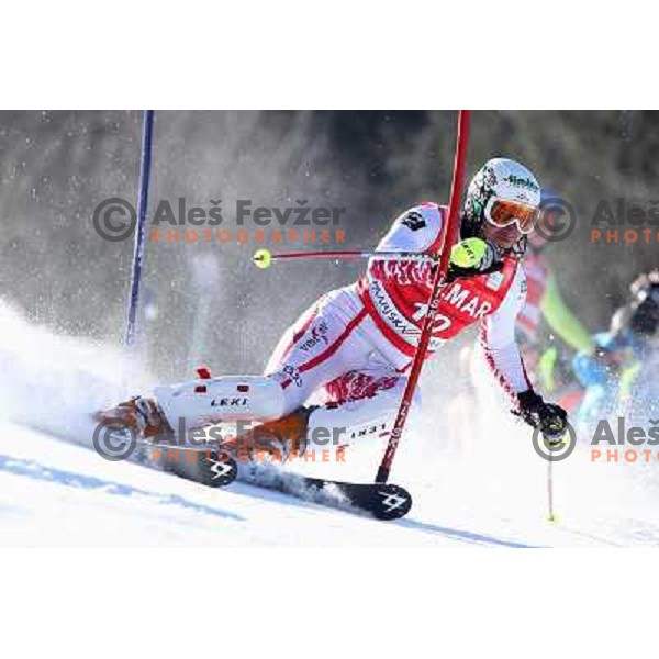 Manfred Pranger Skiing in the first run of Audi FIS World Cup Slalom for 50. Vitranc Cup in Kranjska Gora, Slovenia on March 6, 2011 