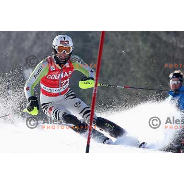 Fritz Dopfer Skiing in the first run of Audi FIS World Cup Slalom for 50. Vitranc Cup in Kranjska Gora, Slovenia on March 6, 2011 