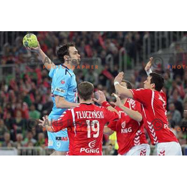  Jure Natek of Slovenia in action during handball match Slovenia-Poland in first leg of qualification for EC 2012, played in Stozice, Ljubljana, Slovenia on March 9,2011 