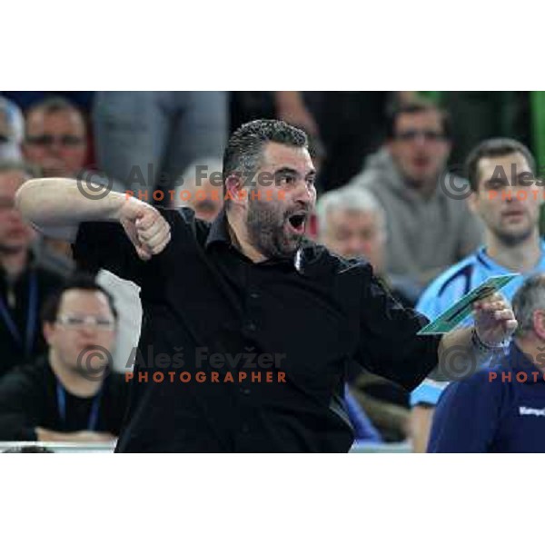 Boris Denic, head coach of Slovenia in action during handball match Slovenia-Poland in first leg of qualification for EHF Handball Euro 2012, played in front of 12.000 spectators in Stozice, Ljubljana, Slovenia on march 9, 2011 