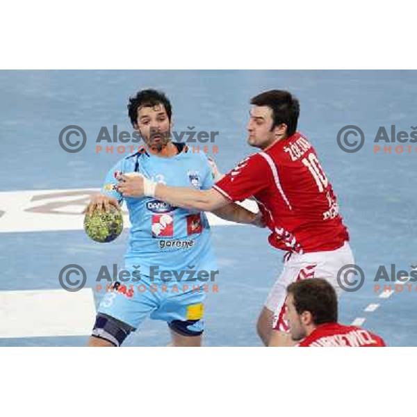 David Spiler of Slovenia in action during handball match Slovenia-Poland in first leg of qualification for EHF Handball Euro 2012, played in front of 12.000 spectators in Stozice, Ljubljana, Slovenia on march 9, 2011 