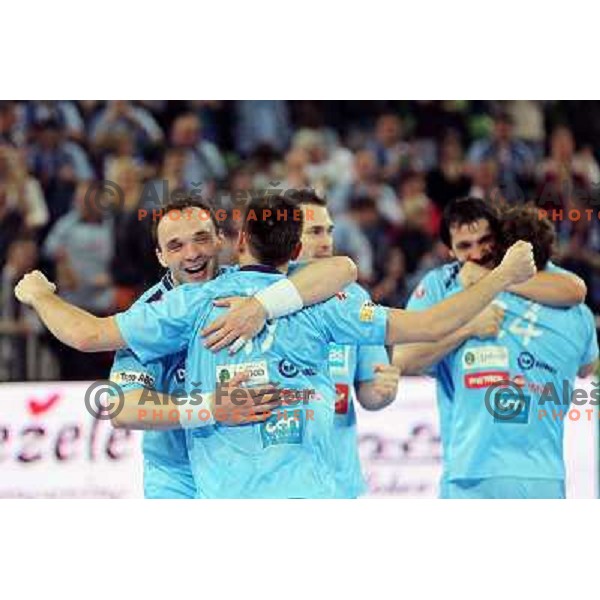 Peter Pucelj of Slovenia in action during handball match Slovenia-Poland in first leg of qualification for EHF Handball Euro 2012, played in front of 12.000 spectators in Stozice, Ljubljana, Slovenia on march 9, 2011 
