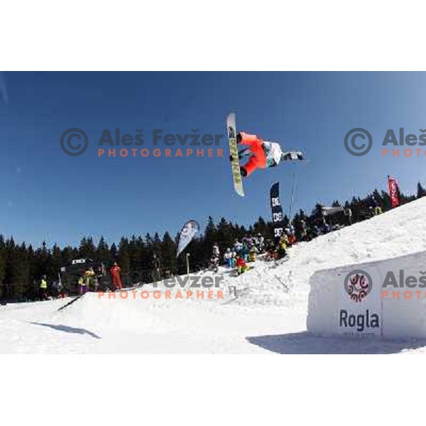 Action during Snowboard FIS Europa Cup Big Air competition at Rogla Ski Resort, Slovenia on March 12, 2011 