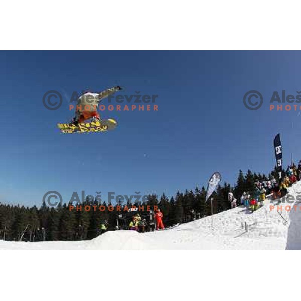 Action during Snowboard FIS Europa Cup Big Air competition at Rogla Ski Resort, Slovenia on March 12, 2011 