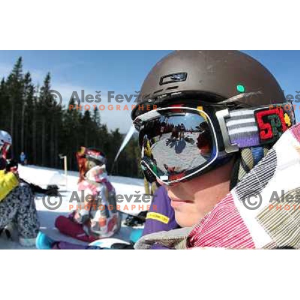 Action during Snowboard FIS Europa Cup Big Air competition at Rogla Ski Resort, Slovenia on March 12, 2011 