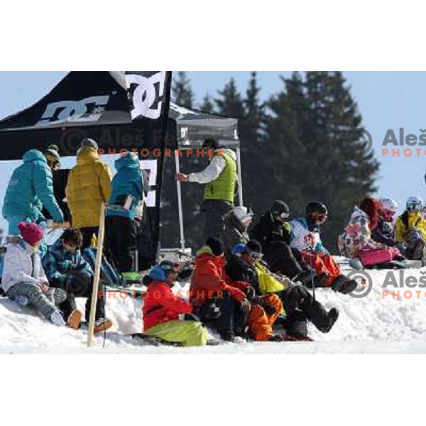 Action during Snowboard FIS Europa Cup Big Air competition at Rogla Ski Resort, Slovenia on March 12, 2011 