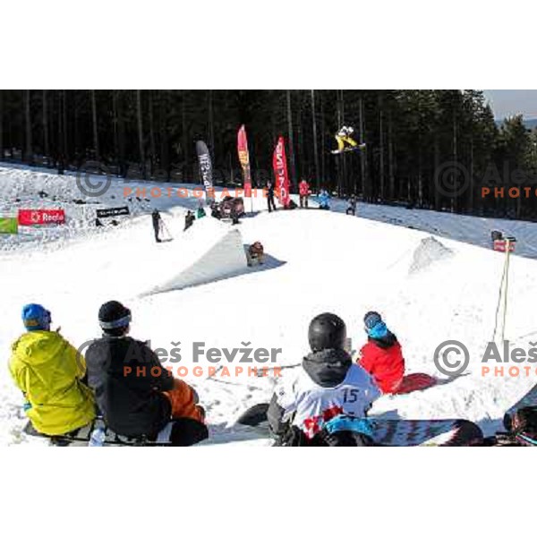 Action during Snowboard FIS Europa Cup Big Air competition at Rogla Ski Resort, Slovenia on March 12, 2011 