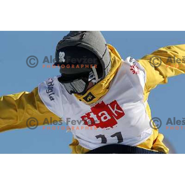 Action during Snowboard FIS Europa Cup Big Air competition at Rogla Ski Resort, Slovenia on March 12, 2011 