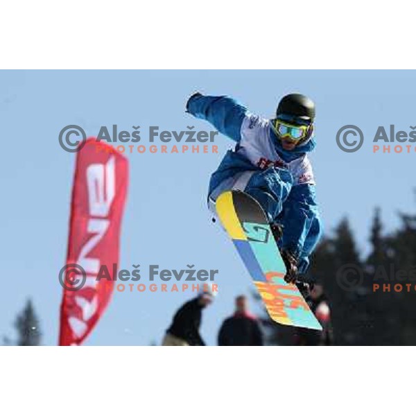 Action during Snowboard FIS Europa Cup Big Air competition at Rogla Ski Resort, Slovenia on March 12, 2011 