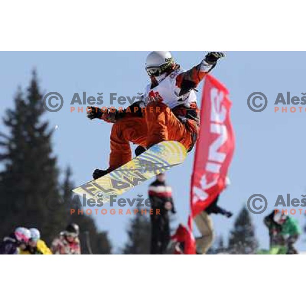 Action during Snowboard FIS Europa Cup Big Air competition at Rogla Ski Resort, Slovenia on March 12, 2011 