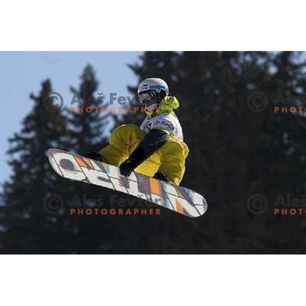 Action during Snowboard FIS Europa Cup Big Air competition at Rogla Ski Resort, Slovenia on March 12, 2011 