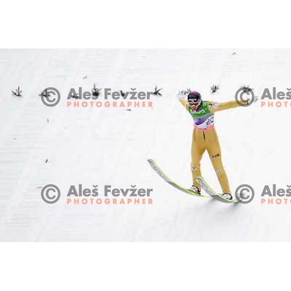 Robert Kranjec of Slovenia, moment before fall at landing during second round of Fis World Cup Ski Jumping Final in Planica, March 18th 