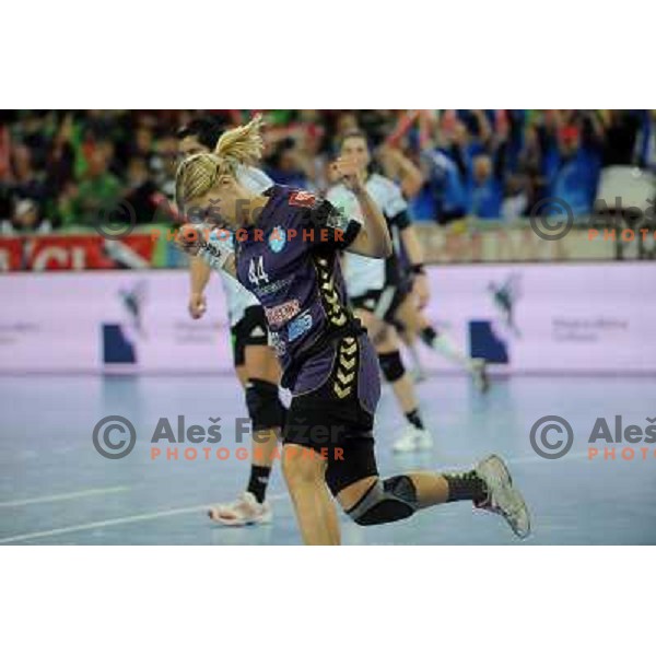 Maja Zrnec in action at the handball game RK Krim Mercator Ljubljana - Oltchim Valcea, played in the Women\'s EHF Champions league main round, 19.03.2011 , Stozice Arena, Ljubljana, 