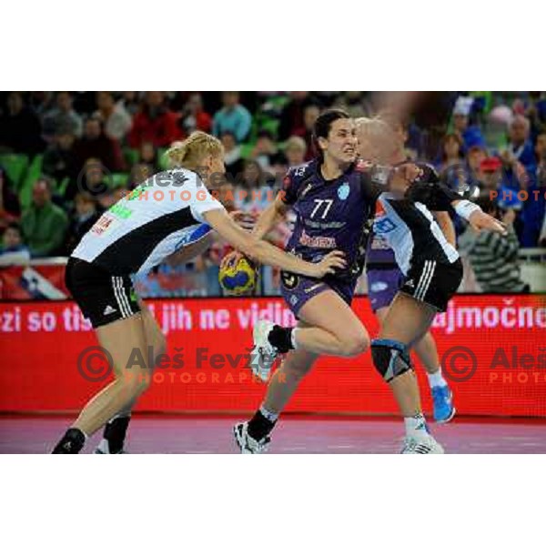 Andrea Lekic in action at the handball game RK Krim Mercator Ljubljana - Oltchim Valcea, played in the Women\'s EHF Champions league main round, 19.03.2011 , Stozice Arena, Ljubljana, 