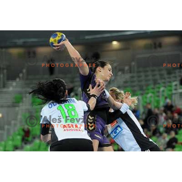 Andrea Lekic in action at the handball game RK Krim Mercator Ljubljana - Oltchim Valcea, played in the Women\'s EHF Champions league main round, 19.03.2011 , Stozice Arena, Ljubljana, 