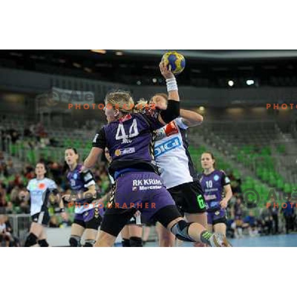 Maja Zrnec in action at the handball game RK Krim Mercator Ljubljana - Oltchim Valcea, played in the Women\'s EHF Champions league main round, 19.03.2011 , Stozice Arena, Ljubljana, 