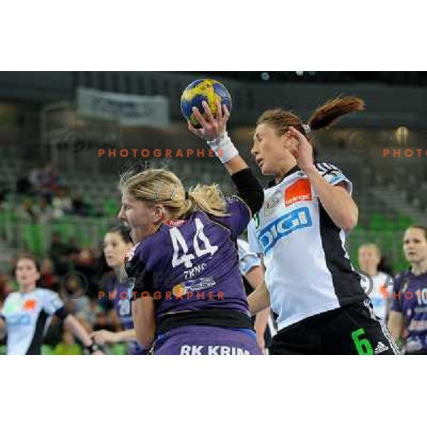 Maja Zrnec in action at the handball game RK Krim Mercator Ljubljana - Oltchim Valcea, played in the Women\'s EHF Champions league main round, 19.03.2011 , Stozice Arena, Ljubljana, 