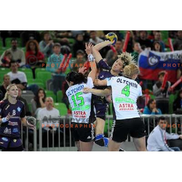 Marina Vergelyuk in action at the handball game RK Krim Mercator Ljubljana - Oltchim Valcea, played in the Women\'s EHF Champions league main round, 19.03.2011 , Stozice Arena, Ljubljana, 