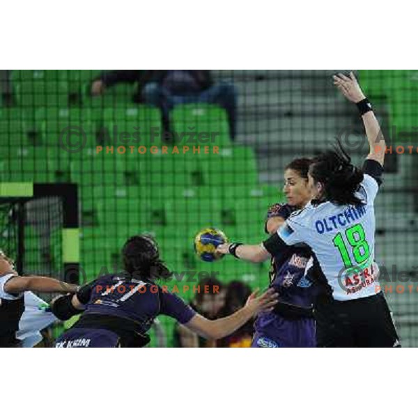 Andrea Lekic, Andrea Penezic in action at the handball game RK Krim Mercator Ljubljana - Oltchim Valcea, played in the Women\'s EHF Champions league main round, 19.03.2011 , Stozice Arena, Ljubljana, 