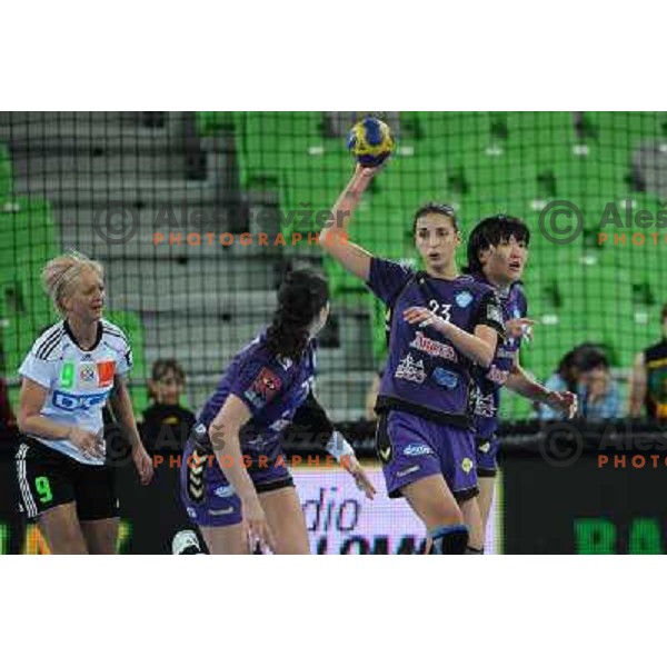 Andrea Lekic, Andrea Penezic in action at the handball game RK Krim Mercator Ljubljana - Oltchim Valcea, played in the Women\'s EHF Champions league main round, 19.03.2011 , Stozice Arena, Ljubljana, 