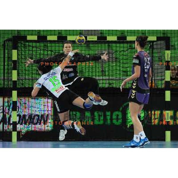 Jelena Grubisic in action at the handball game RK Krim Mercator Ljubljana - Oltchim Valcea, played in the Women\'s EHF Champions league main round, 19.03.2011 , Stozice Arena, Ljubljana, 
