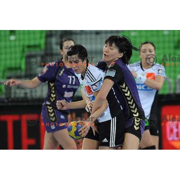 Ljudmila Bodnieva in action at the handball game RK Krim Mercator Ljubljana - Oltchim Valcea, played in the Women\'s EHF Champions league main round, 19.03.2011 , Stozice Arena, Ljubljana, 