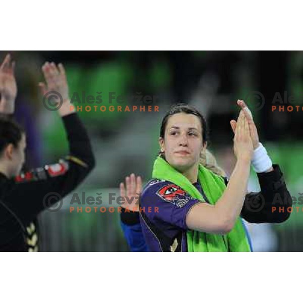 Andrea Lekic in action at the handball game RK Krim Mercator Ljubljana - Oltchim Valcea, played in the Women\'s EHF Champions league main round, 19.03.2011 , Stozice Arena, Ljubljana, 