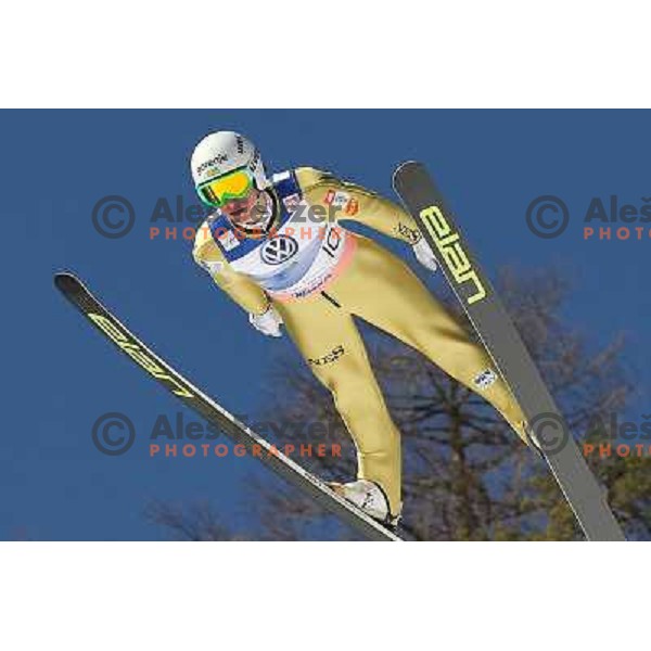 Peter Prevc (SLO) flying during first round of FIS World Cup Ski Jumping 2010-2011 Final in Planica, Slovenia on March 20, 2011 
