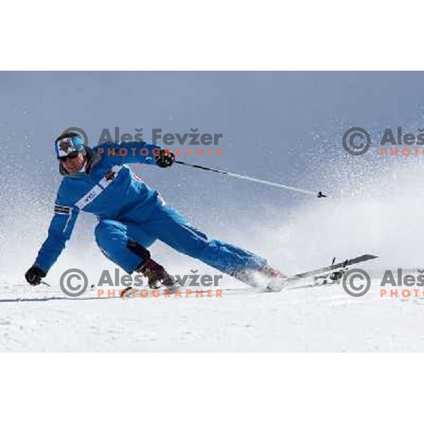 UPS Snow Master Ski team member skiing at Krvavec ski resort, Slovenia on March 24, 2011 