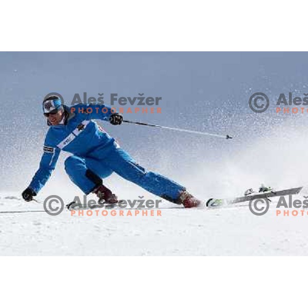 UPS Snow Master Ski team member skiing at Krvavec ski resort, Slovenia on March 24, 2011 