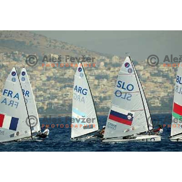 Teja Cerne of Slovenia in sailing during summer Olympic games in Athens 2004, Greece 