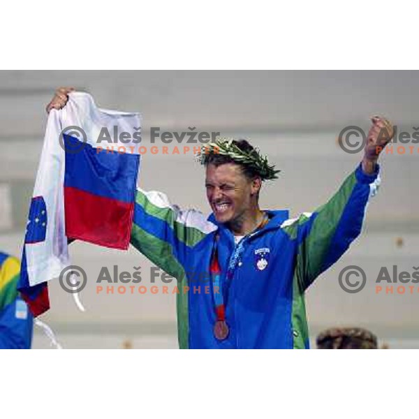 Vasilij Zbogar of Slovenia won bronze Olympic medal in laser class in sailing during summer Olympic games in Athens on August 22,2004, Greece 