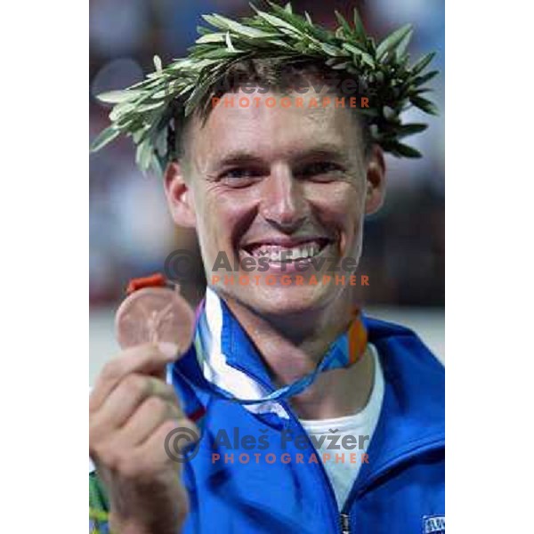 Vasilij Zbogar of Slovenia won bronze Olympic medal in laser class in sailing during summer Olympic games in Athens on August 22,2004, Greece 