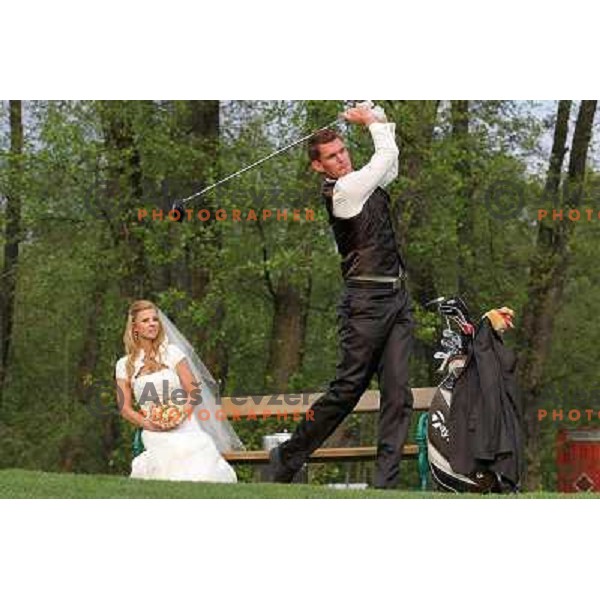 Matjaz Gojcic, professional golfer of Slovenia wedds Tanja at Ptuj Golf Course on April 30, 2011 
