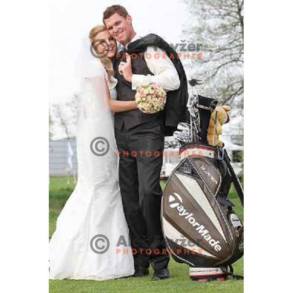 Matjaz Gojcic, professional golfer of Slovenia wedds Tanja at Ptuj Golf Course on April 30, 2011 