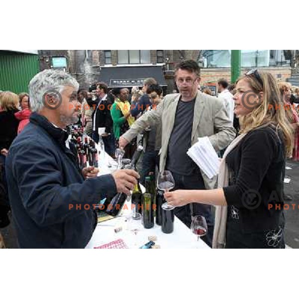  Winemakers of natural wines also named Orange wines from Italy, France, Spain, Australia during Natural Wine Fair at Borough Market in London, UK on May 16, 2011 