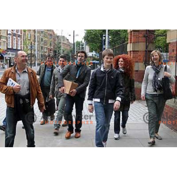 Ezio Trinchero, Dario Princic, Benjamin Zidarich, Boris Novak walking to Tentazzioni restaurant after last day of Natural Wine Fair at Borough Market in London, UK on May 16, 2011 