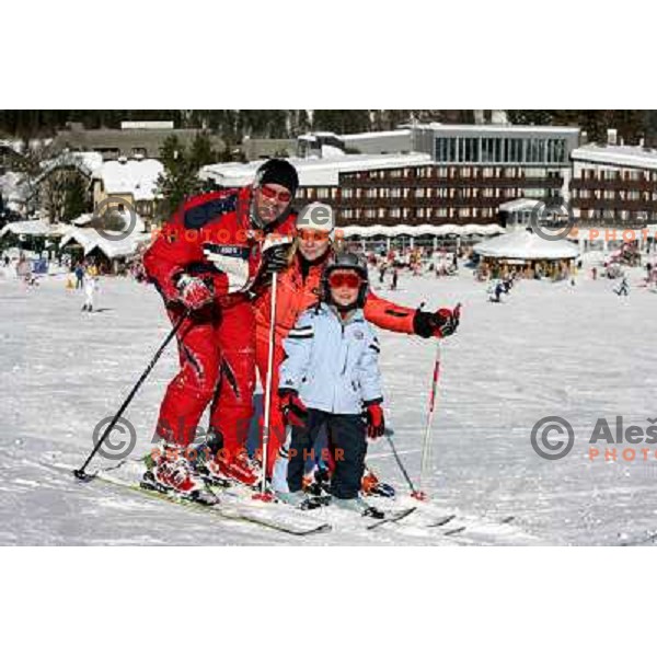 Family on skiing holidays in Kranjska gora