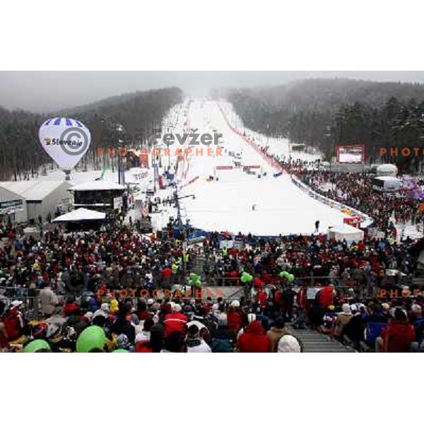 Finish area at Golden Fox World Cup skiing race in Maribor