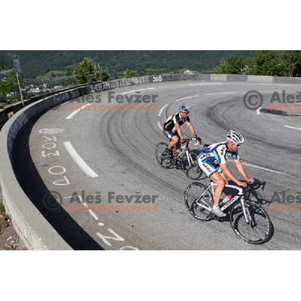 Bourg d\'Oisans (720 meters)- Alpe d\'Huez (1850 meters) legendary 14 km climb of Tour de France in French Alps is attacked every day from cyclists around the globe. Amateur race was held on August 4, 2011 